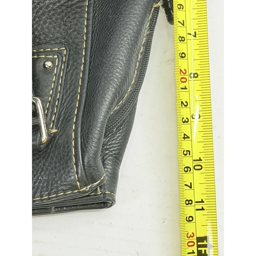 Fossil Black Pebbled Leather Multi-Compartment Satchel Shoulder Bag Y2K‎
